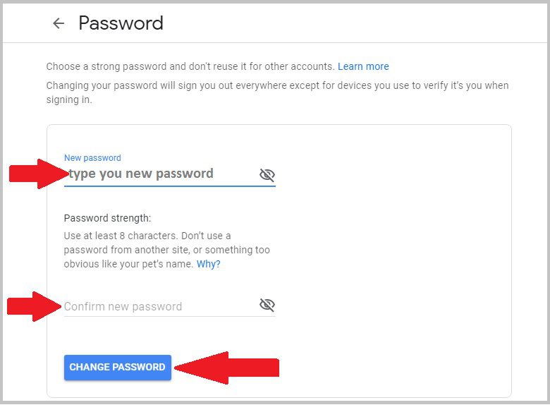 change gmail password