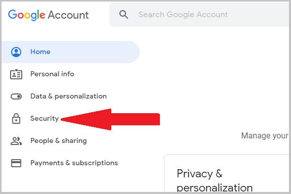 gmail security section