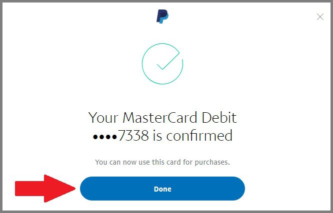 paypal card confirmed